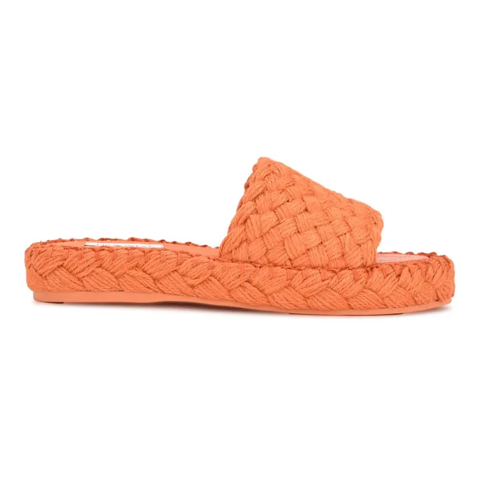 Stef Woven Slide Sandals Orange Women Nine West Casual
