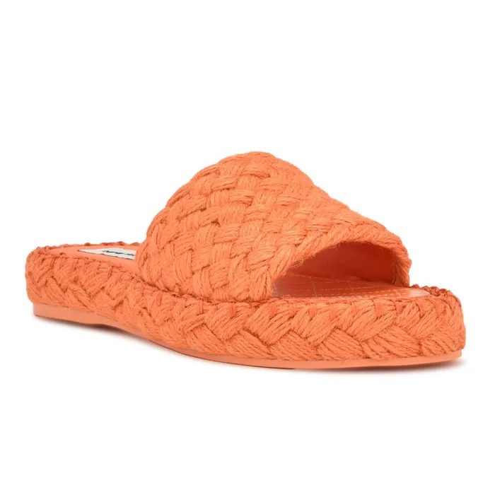 Stef Woven Slide Sandals Orange Women Nine West Casual Stef Woven Slide Sandals Orange Women Nine West Casual