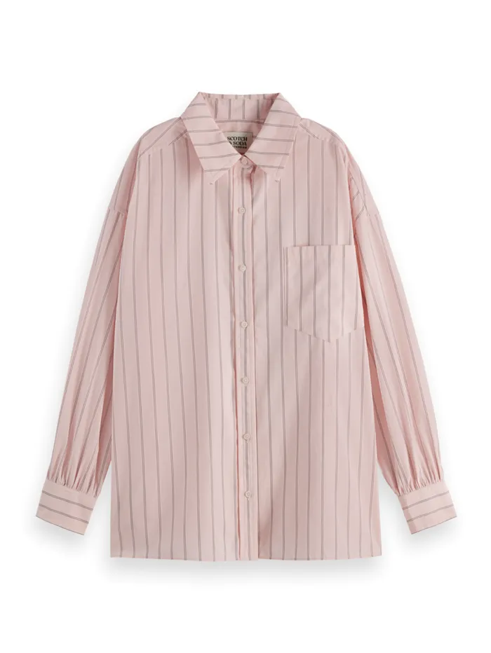 Striped Girlfriend Poplin Shirt Shirting Pink Charcoal Stripe Women Scotch and Soda Blouses and Shirts Striped Girlfriend Poplin Shirt Shirting Pink Charcoal Stripe Women Scotch and Soda Blouses and Shirts