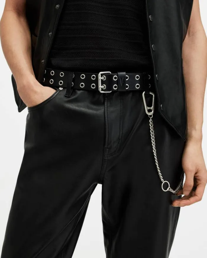 Sturge Leather Belt Black Men AllSaints Leather Belts