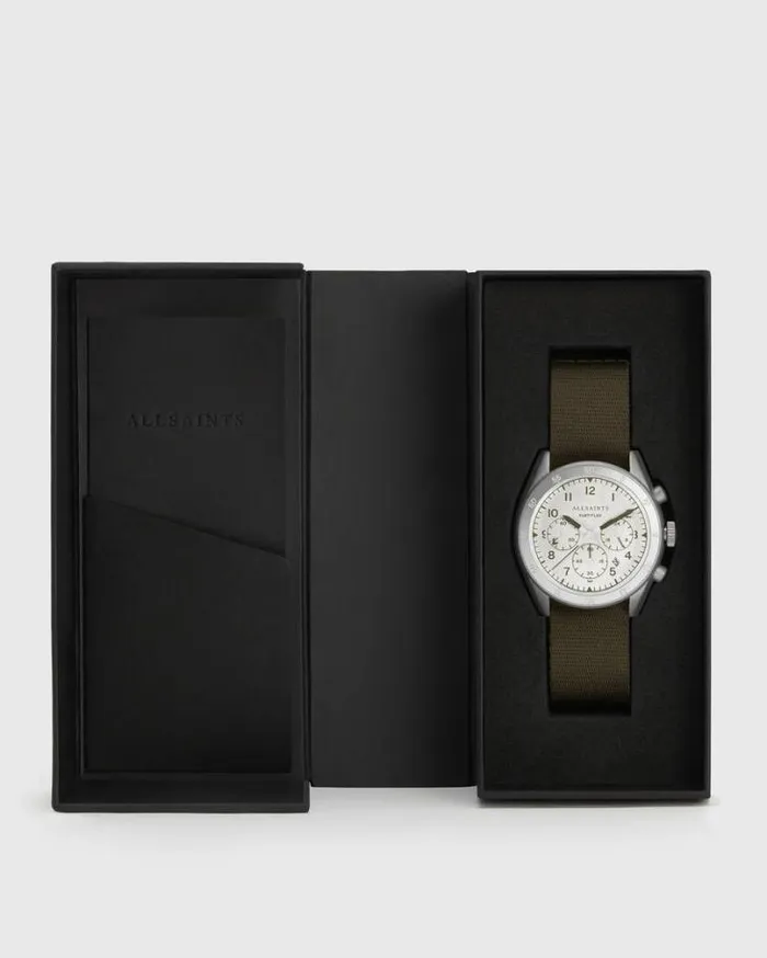 Subtitled III Stainless Steel Nylon Watch Khaki Men AllSaints Watches