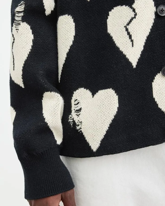 Sunbreak Jacquard Motif Relaxed Cardigan Black Men AllSaints Sweaters