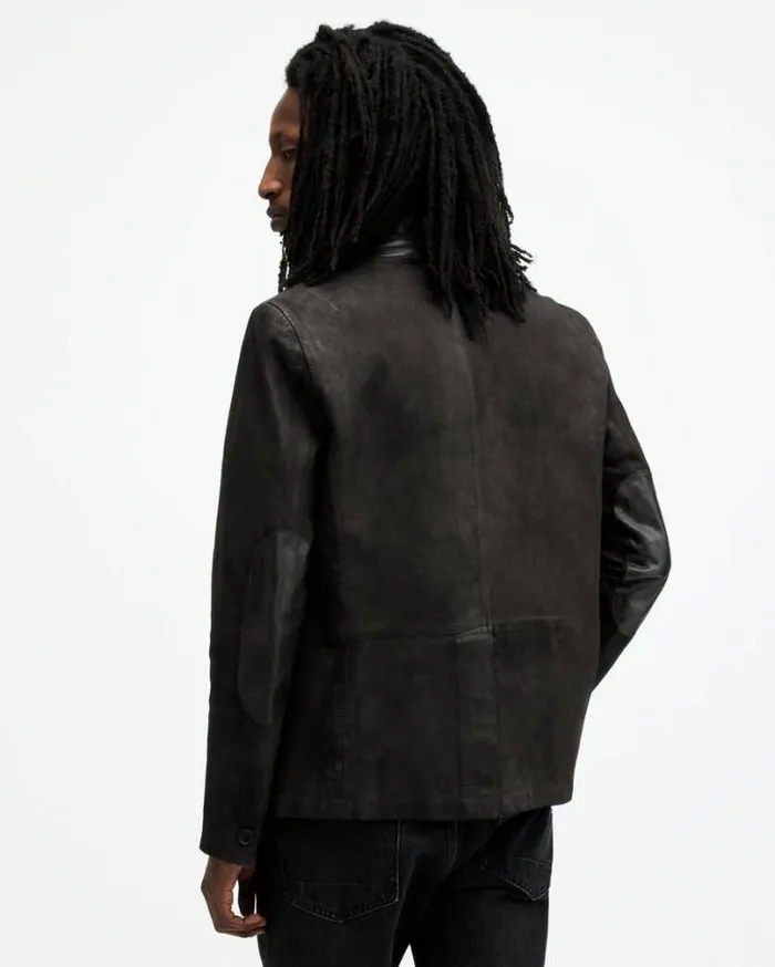 Survey Waxed Suede Double Layer Blazer Anthracite Grey Men AllSaints Jackets and Coats Survey Waxed Suede Double Layer Blazer Anthracite Grey Men AllSaints Jackets and Coats