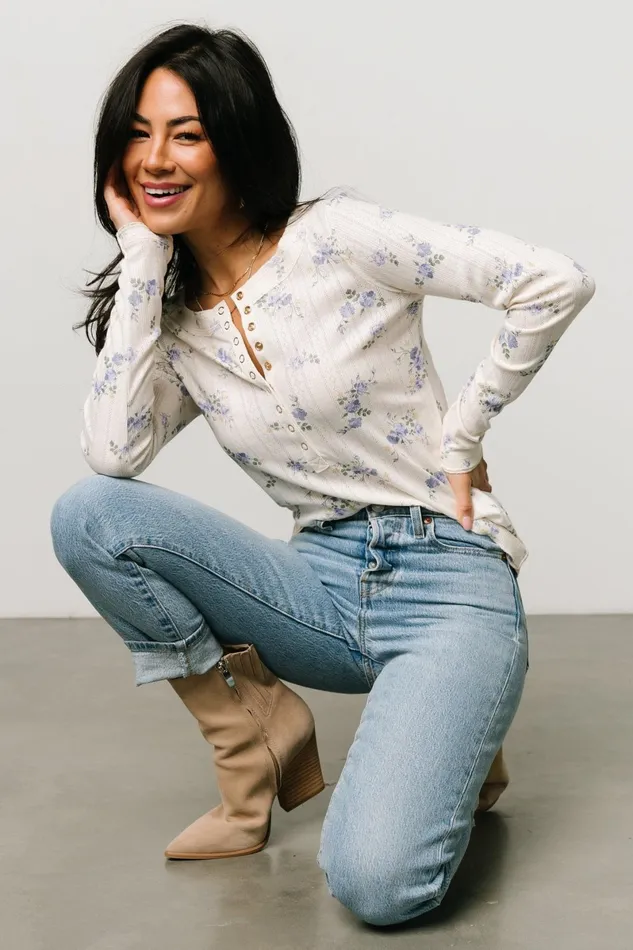 Suzanne Henley Top Periwinkle Floral Women Baltic Born Blouses Shirts Suzanne Henley Top Periwinkle Floral Women Baltic Born Blouses Shirts