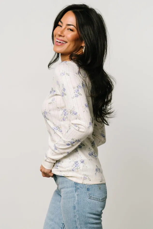 Suzanne Henley Top Periwinkle Floral Women Baltic Born Blouses Shirts Suzanne Henley Top Periwinkle Floral Women Baltic Born Blouses Shirts