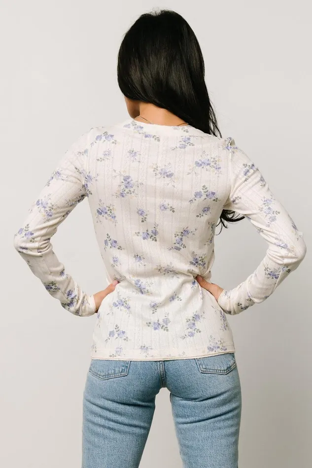 Suzanne Henley Top Periwinkle Floral Women Baltic Born Blouses Shirts Suzanne Henley Top Periwinkle Floral Women Baltic Born Blouses Shirts