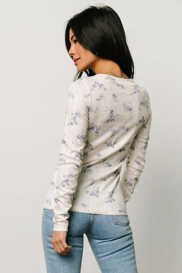 Suzanne Henley Top Periwinkle Floral Women Baltic Born Blouses Shirts Suzanne Henley Top Periwinkle Floral Women Baltic Born Blouses Shirts