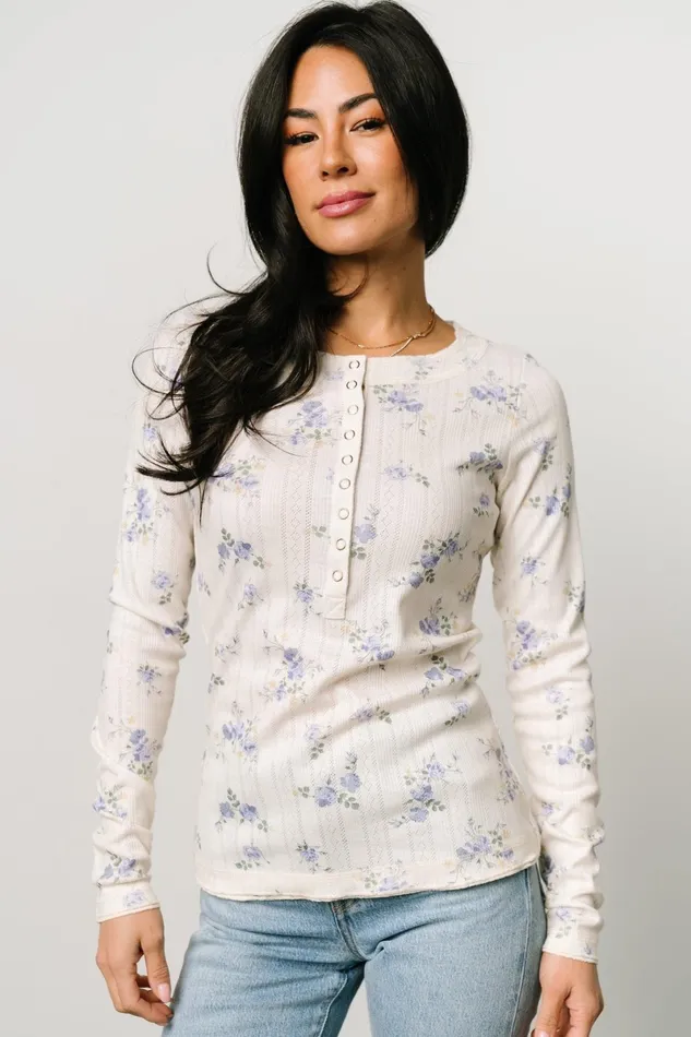 Suzanne Henley Top Periwinkle Floral Women Baltic Born Blouses Shirts Suzanne Henley Top Periwinkle Floral Women Baltic Born Blouses Shirts