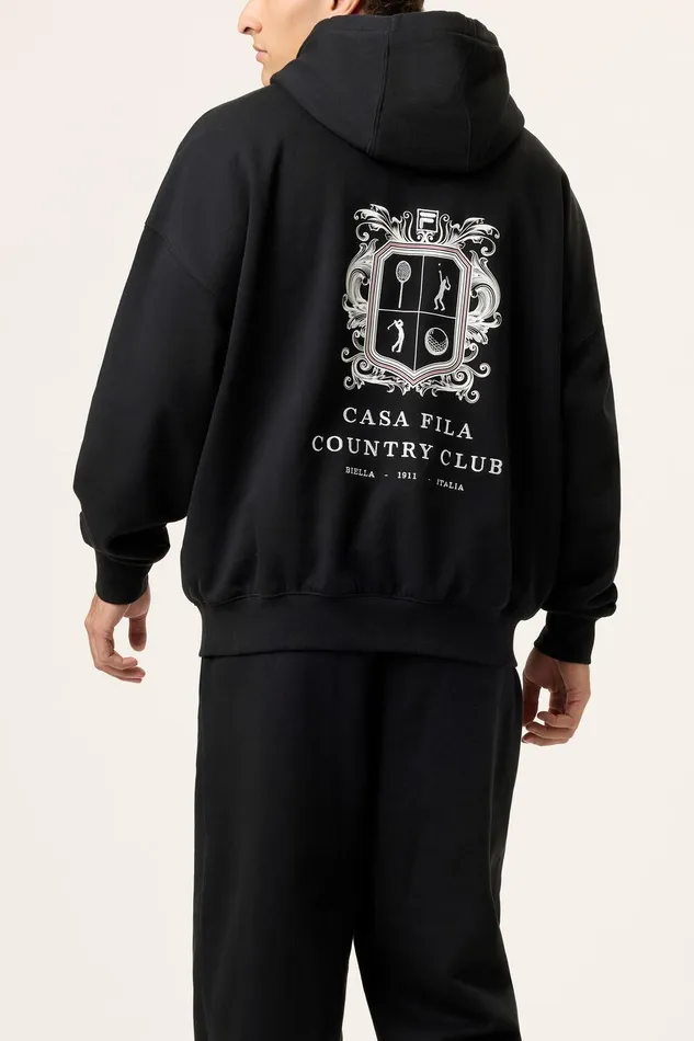 Sweatshirts and Hoodies Men Fila Casa Fila Crest Country Club Hoodie 001 Black