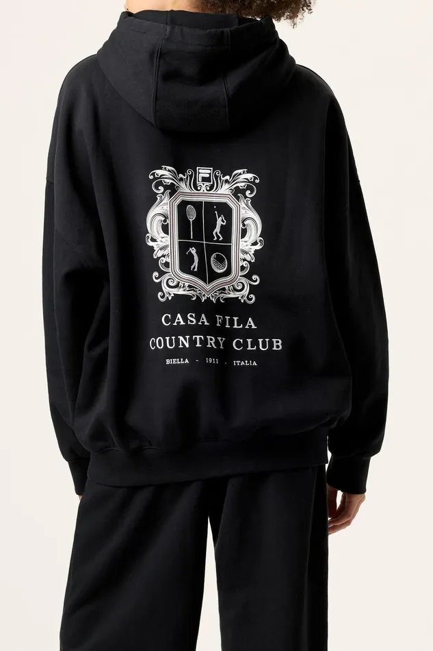 Sweatshirts and Hoodies Men Fila Casa Fila Crest Country Club Hoodie 001 Black