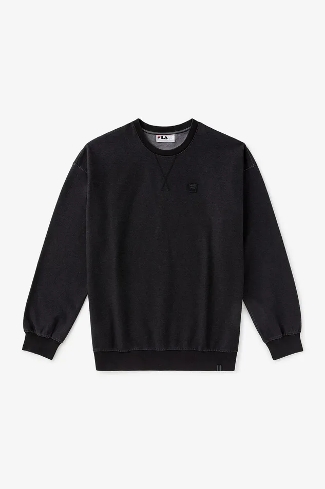 Sweatshirts and Hoodies Men Fila Denim Research Crew Neck 001 Black