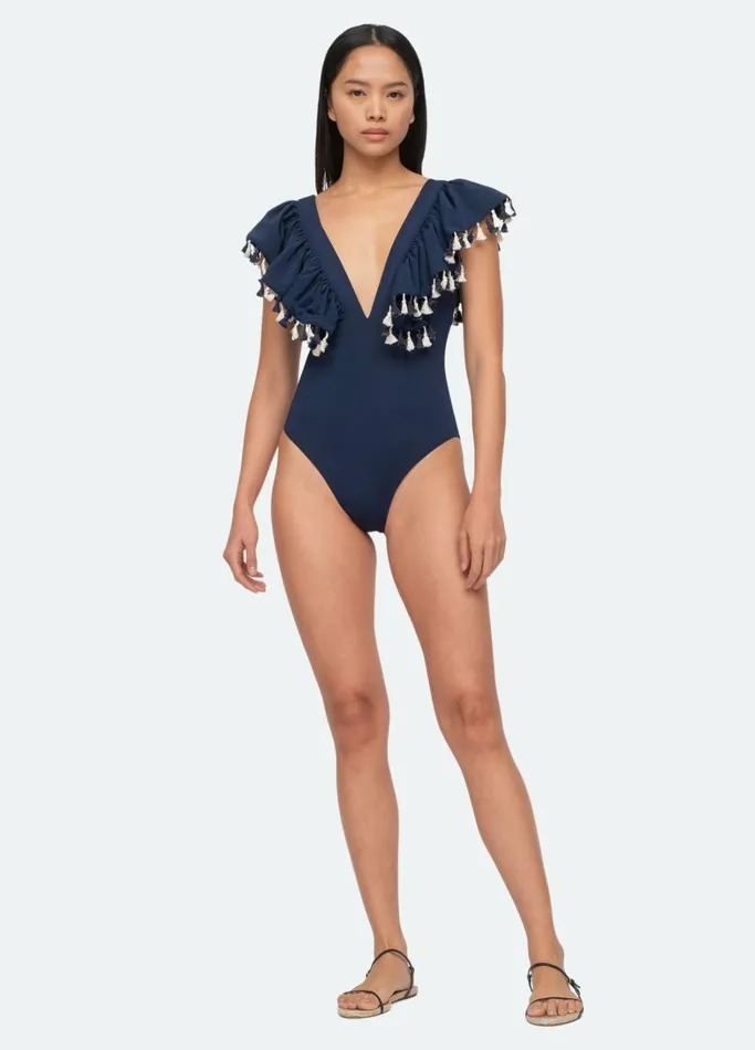 Swimwear Women Sea New York Nautical One Piece Navy