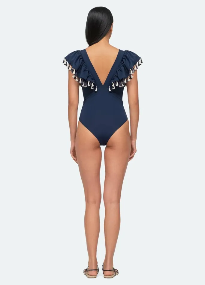 Swimwear Women Sea New York Nautical One Piece Navy