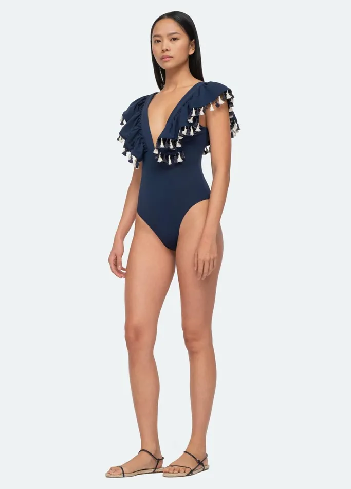 Swimwear Women Sea New York Nautical One Piece Navy