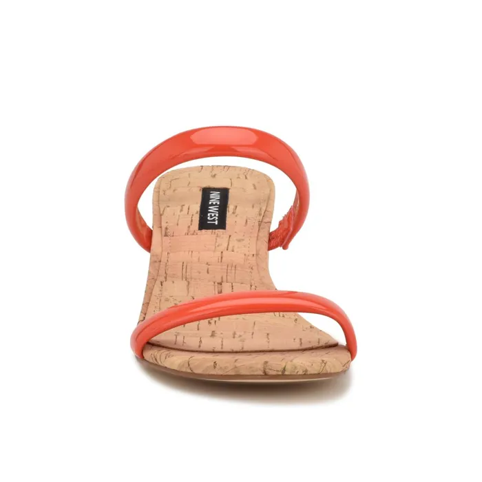 Tae Heeled Slide Sandals Orange Cork Women Nine West Dress Tae Heeled Slide Sandals Orange Cork Women Nine West Dress