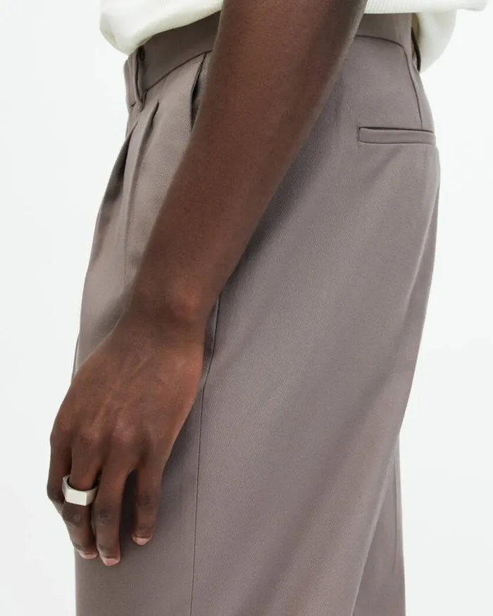 Tallis Slim Fit Cropped Trousers Chestnut Brown Men AllSaints Pants