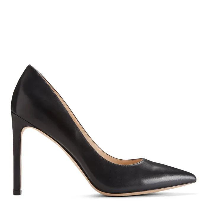 Tatiana Pointy Toe Pumps Black Leather Women Nine West High