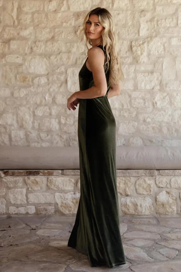Tatiana Velvet One Shoulder Maxi Dress Olive Women Baltic Born Wedding Guest Tatiana Velvet One Shoulder Maxi Dress Olive Women Baltic Born Wedding Guest