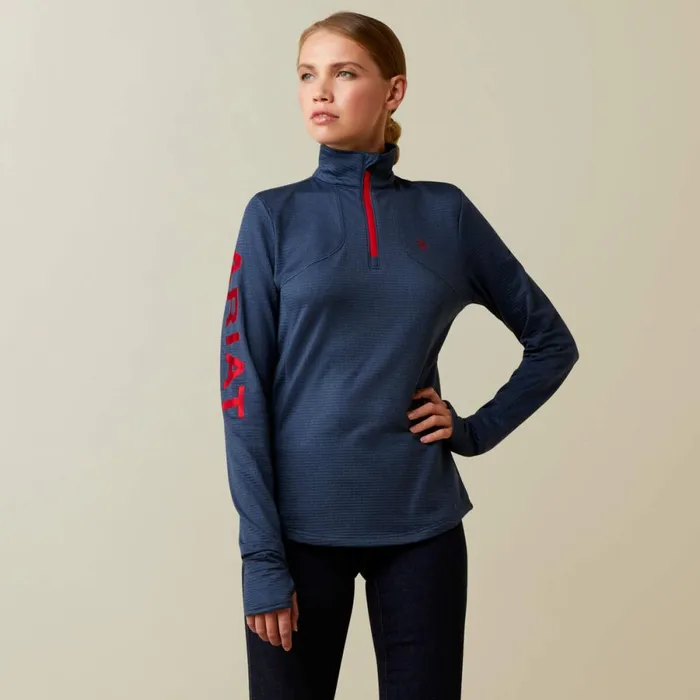 Team Gridwork 14 Zip Baselayer Navy Women Ariat TShirts and Tops