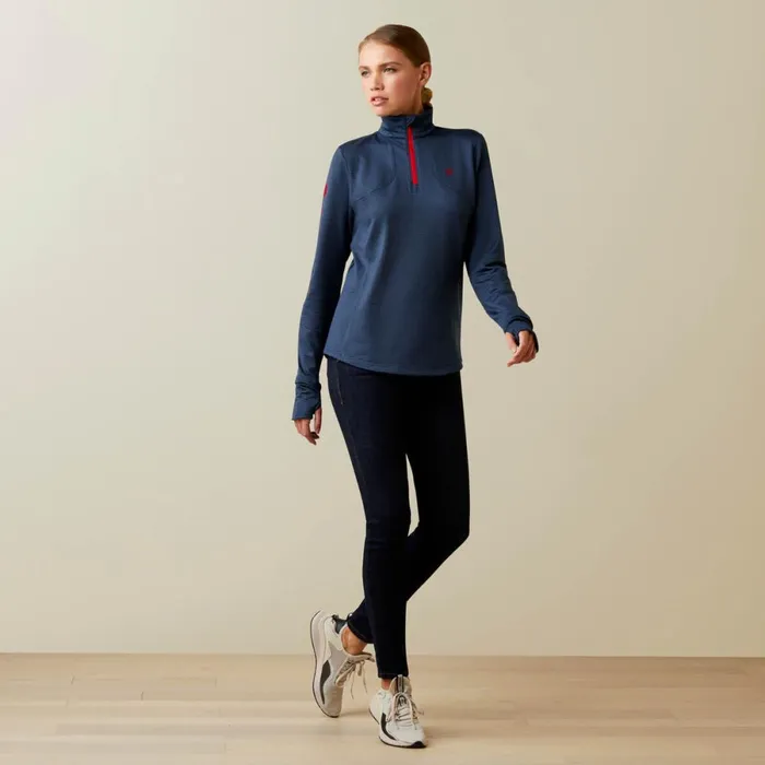 Team Gridwork 14 Zip Baselayer Navy Women Ariat TShirts and Tops Team Gridwork 14 Zip Baselayer Navy Women Ariat TShirts and Tops