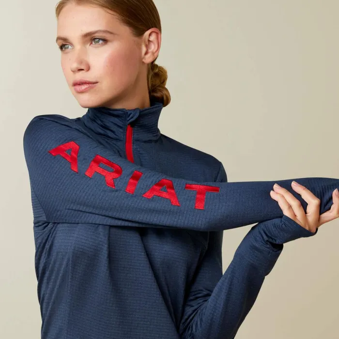 Team Gridwork 14 Zip Baselayer Navy Women Ariat TShirts and Tops Team Gridwork 14 Zip Baselayer Navy Women Ariat TShirts and Tops