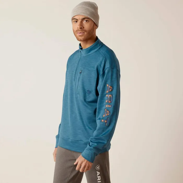 Team Logo 14 Zip Sweatshirt Mallard Blue Men Ariat Sweatshirts and Hoodies