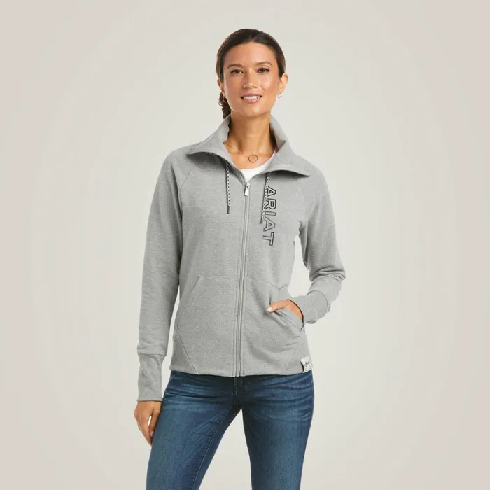 Team Logo Full Zip Sweatshirt Heather Grey Women Ariat Sweatshirts and Hoodies