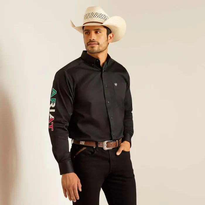 Team Logo Twill Fitted Shirt Blackmexico Men Ariat Button Down Shirts
