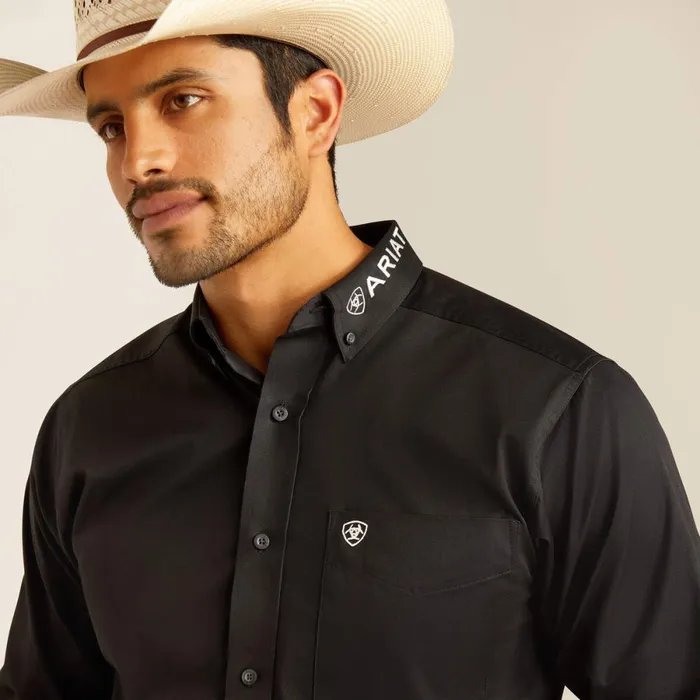 Team Logo Twill Fitted Shirt Blackmexico Men Ariat Button Down Shirts Team Logo Twill Fitted Shirt Blackmexico Men Ariat Button Down Shirts