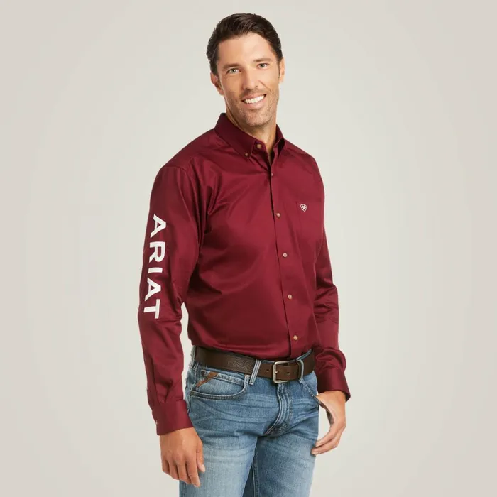 Team Logo Twill Fitted Shirt Burgundywhite Men Ariat Button Down Shirts
