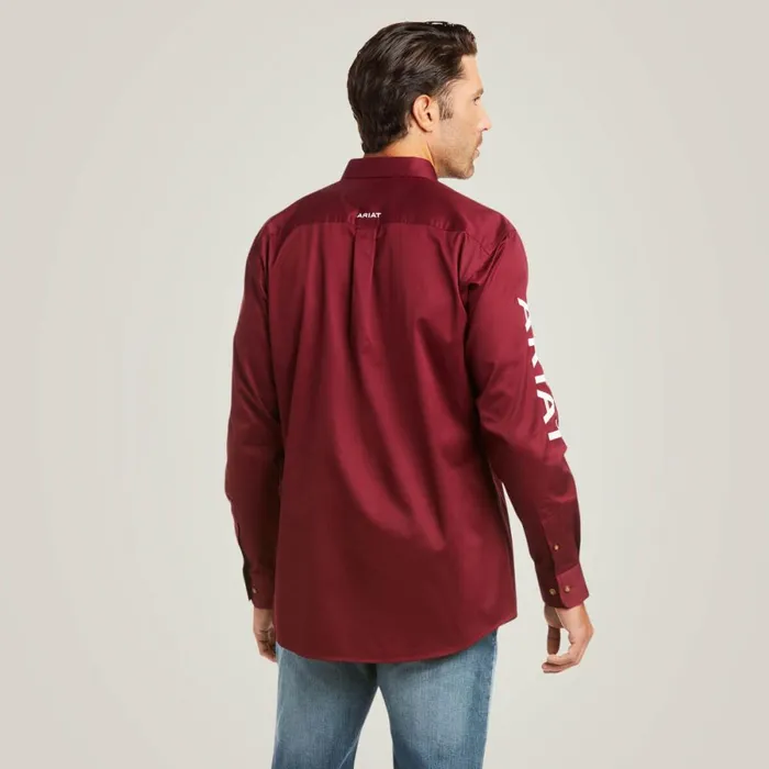 Team Logo Twill Fitted Shirt Burgundywhite Men Ariat Button Down Shirts Team Logo Twill Fitted Shirt Burgundywhite Men Ariat Button Down Shirts