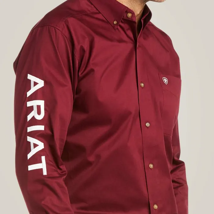 Team Logo Twill Fitted Shirt Burgundywhite Men Ariat Button Down Shirts Team Logo Twill Fitted Shirt Burgundywhite Men Ariat Button Down Shirts