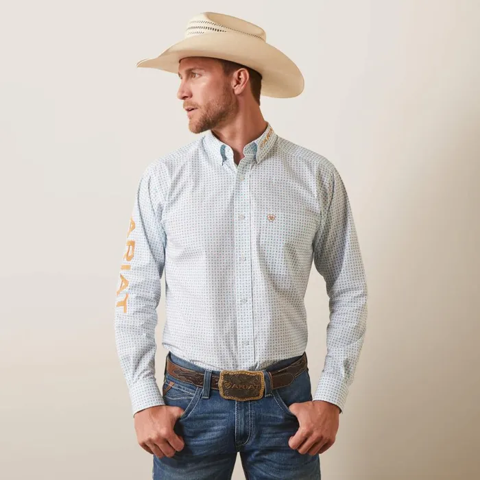 Team Stuart Fitted Shirt White Men Ariat Button Down Shirts