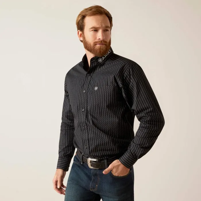 Team Woodson Fitted Shirt Black Men Ariat Button Down Shirts