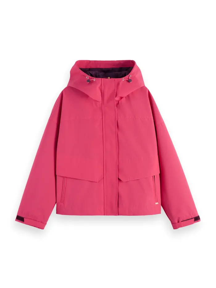 TECHNICAL LIGHTWEIGHT HOODED JACKET Bright Raspberry Women Scotch and Soda Jackets and Coats TECHNICAL LIGHTWEIGHT HOODED JACKET Bright Raspberry Women Scotch and Soda Jackets and Coats