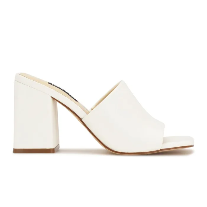 Teice Heeled Slide Sandals White Women Nine West Heeled