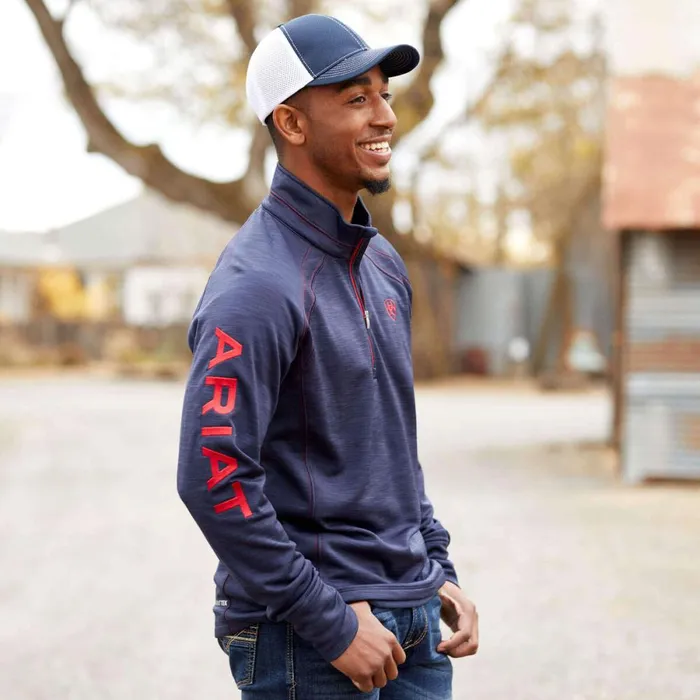 Tek Team 12 Zip Sweatshirt Navy Heather Men Ariat Sweatshirts and Hoodies