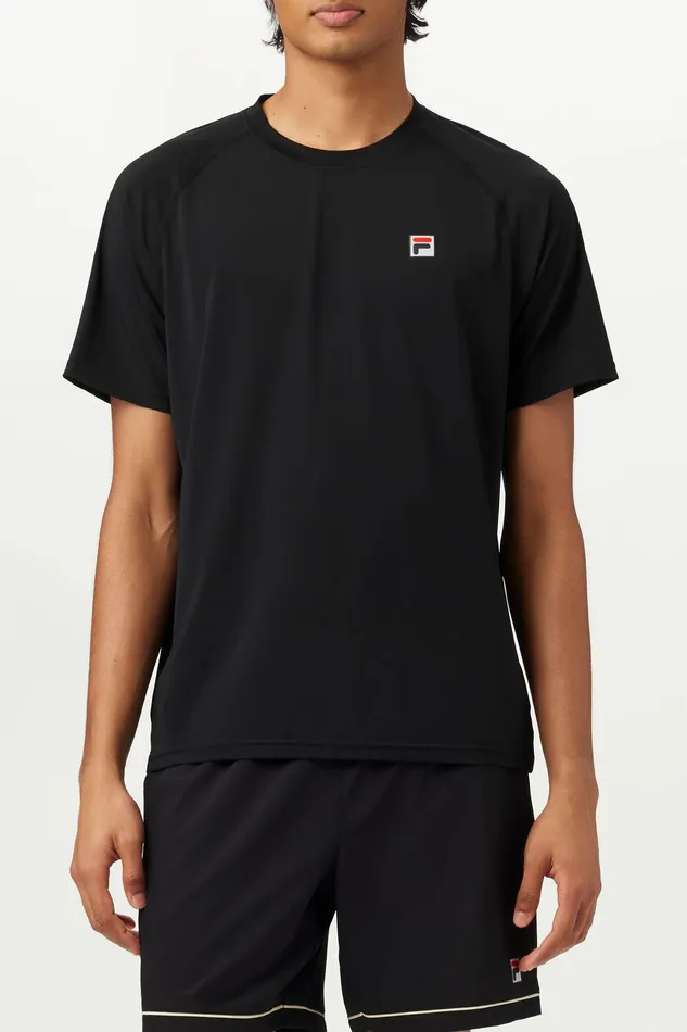 Tennis Men Fila Short Sleeve Crewneck 001 Black Tennis Men Fila Short Sleeve Crewneck 001 Black