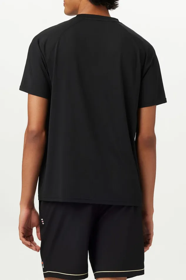 Tennis Men Fila Short Sleeve Crewneck 001 Black Tennis Men Fila Short Sleeve Crewneck 001 Black