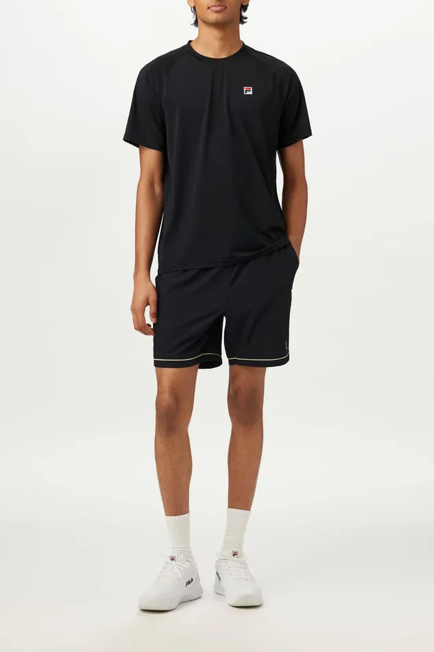 Tennis Men Fila Short Sleeve Crewneck 001 Black Tennis Men Fila Short Sleeve Crewneck 001 Black