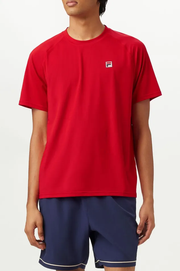 Tennis Men Fila Short Sleeve Crewneck 622 Fila Red Tennis Men Fila Short Sleeve Crewneck 622 Fila Red