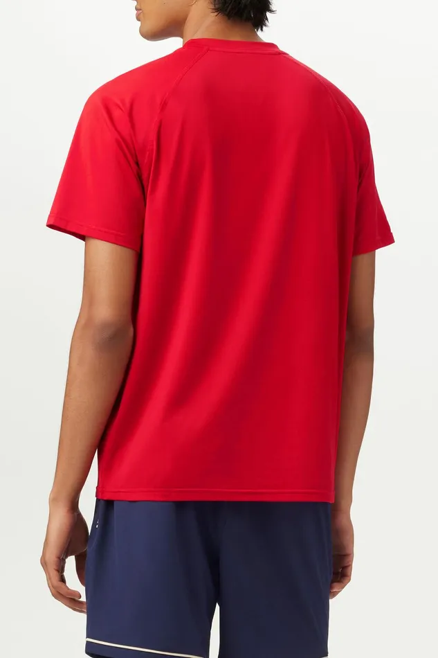 Tennis Men Fila Short Sleeve Crewneck 622 Fila Red Tennis Men Fila Short Sleeve Crewneck 622 Fila Red