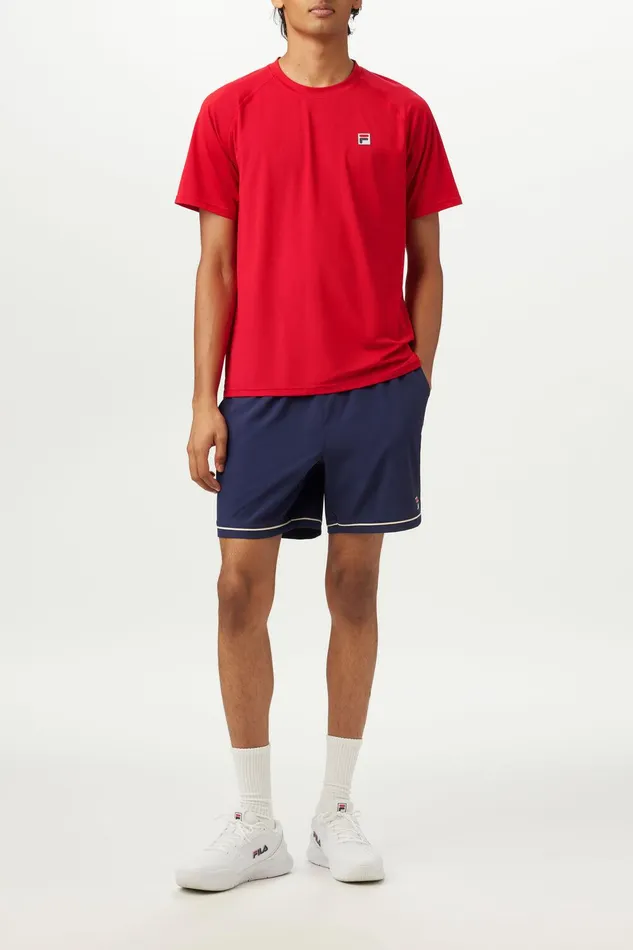 Tennis Men Fila Short Sleeve Crewneck 622 Fila Red Tennis Men Fila Short Sleeve Crewneck 622 Fila Red