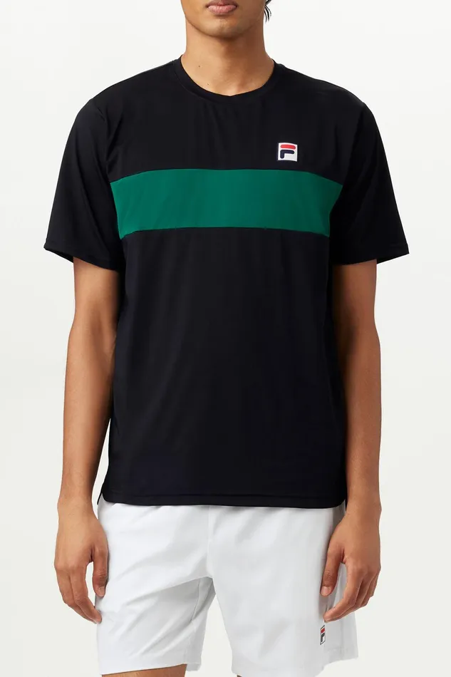 Tennis Men Fila Tennis Essentials Short Sleeve Crew 048 Blackgreen Jacket
