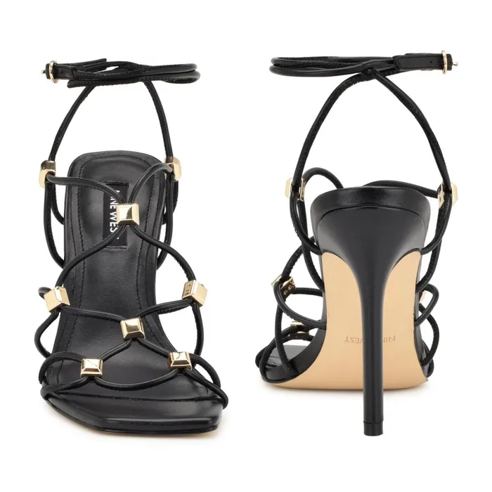 Tenor Ankle Wrap Heeled Sandals Black Women Nine West Heeled Tenor Ankle Wrap Heeled Sandals Black Women Nine West Heeled