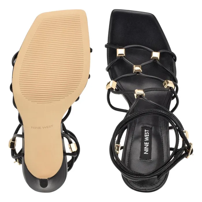 Tenor Ankle Wrap Heeled Sandals Black Women Nine West Heeled Tenor Ankle Wrap Heeled Sandals Black Women Nine West Heeled
