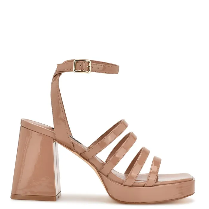 Teriss Strappy Platform Sandals Clay Patent Women Nine West Platforms