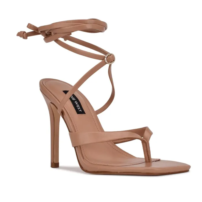 Terrie Ankle Wrap Heeled Sandals Nude Women Nine West High Heels Terrie Ankle Wrap Heeled Sandals Nude Women Nine West High Heels