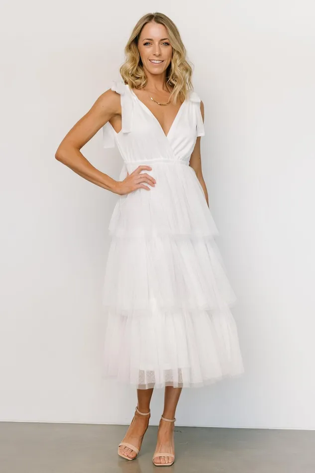 Tessa Tiered Tulle Tank Dress White Women Baltic Born Bridal
