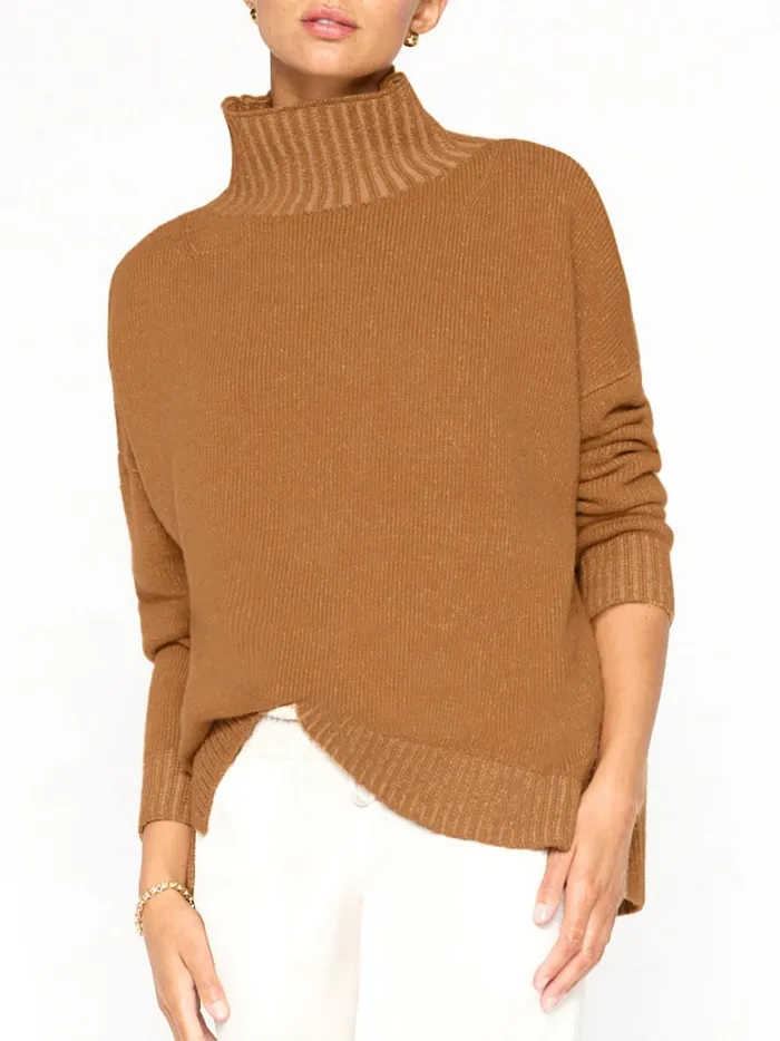 The Ana Turtleneck Whiskey Plaited Combo Women Brochu Walker Sweaters